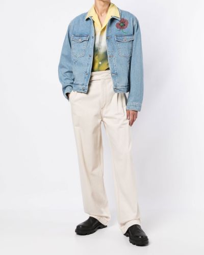 Květinová džínová bunda s potiskem Kenzo modrá