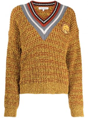 Пуловер с v-образно деколте Maison Kitsuné жълто