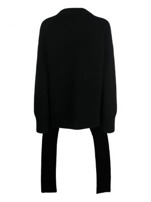 Sweter wełniany z kaszmiru z okrągłym dekoltem Mrz czarny