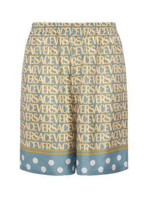Pantalones cortos de lino con estampado Versace