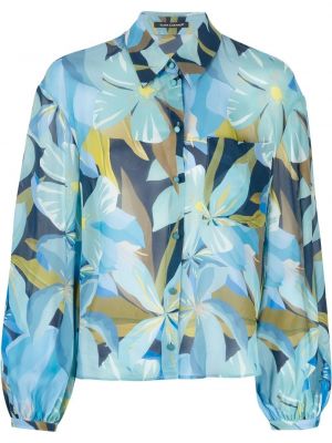 Camisa de flores con estampado Luisa Cerano azul