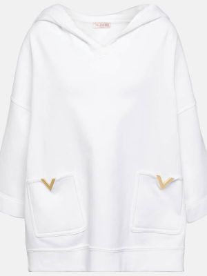 Βαμβακερός φούτερ με κουκούλα από ζέρσεϋ Valentino λευκό