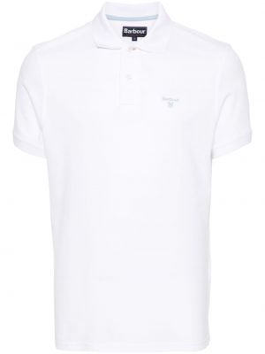 Памучна поло тениска бродирана Barbour бяло
