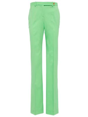 Vlnené rovné nohavice Versace zelená
