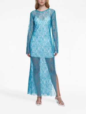 Krajkové průsvitné dlouhé šaty Anna Quan modré