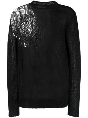 Hedvábný lněný svetr s oděrkami Ann Demeulemeester černý