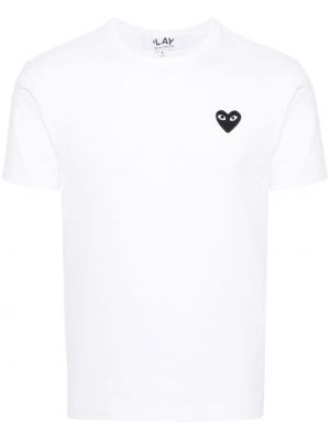 Bombažna majica z vzorcem srca Comme Des Garçons Play bela