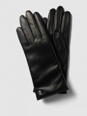 Rękawiczki skórzane wełniane klasyczne Roeckl czarne