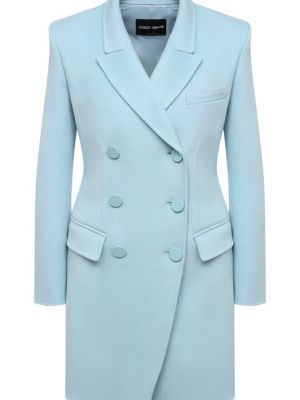 Кашемировое пальто Giorgio Armani голубое