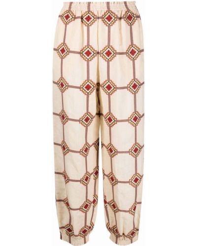 Pantalones con bordado con estampado geométrico Tory Burch