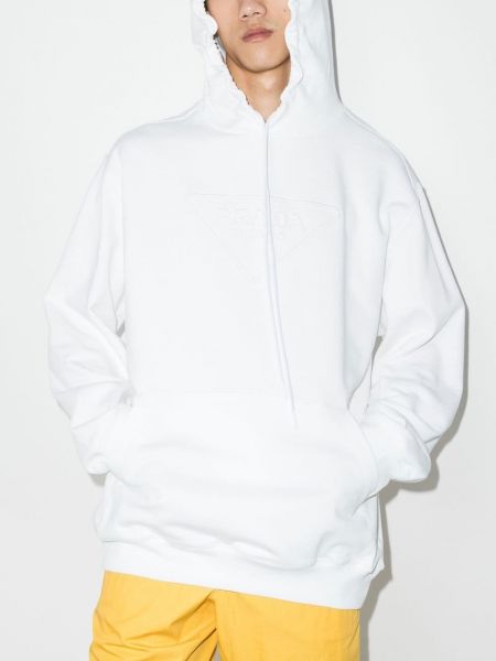 Bluza z kapturem relaxed fit Prada biała