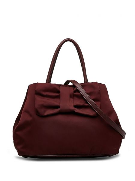 Шопинг чанта с панделка Prada Pre-owned червено