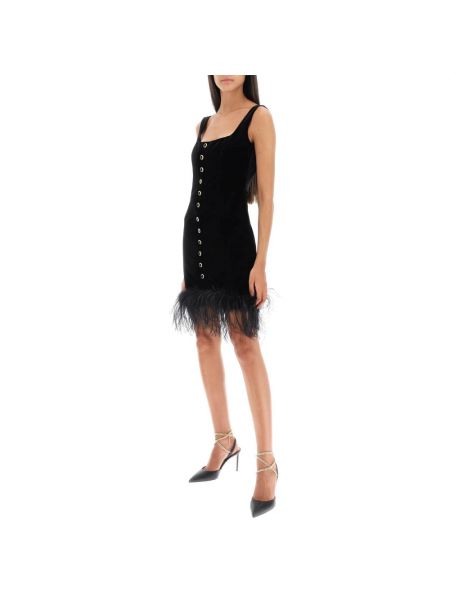 Sukienka mini zamszowa w piórka Alessandra Rich czarna