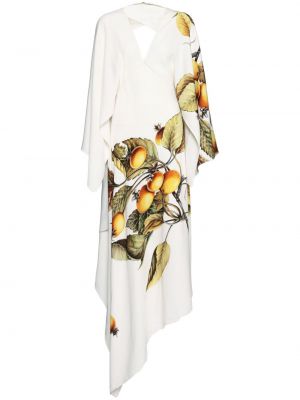 Асиметрична миди рокля с принт Ferragamo бяло