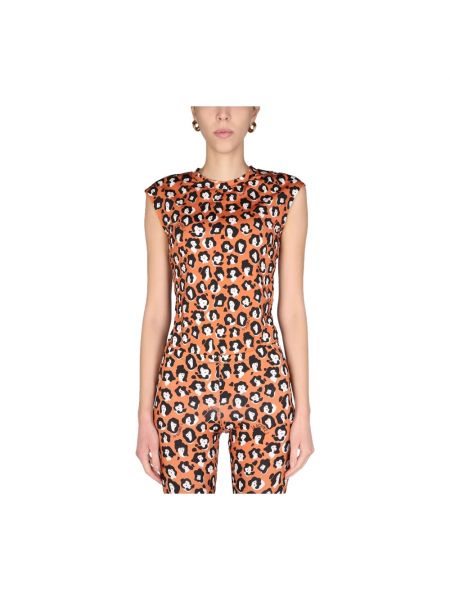 T-shirt à imprimé léopard La Doublej orange