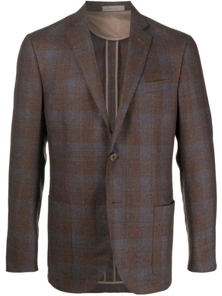 Sjekket lang blazer Corneliani brun