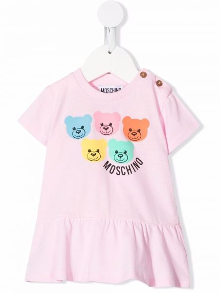 Trykt dress for jenter Moschino Kids rosa