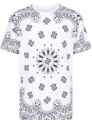 Bavlnené tričko s potlačou s krátkymi rukávmi Supreme - biela