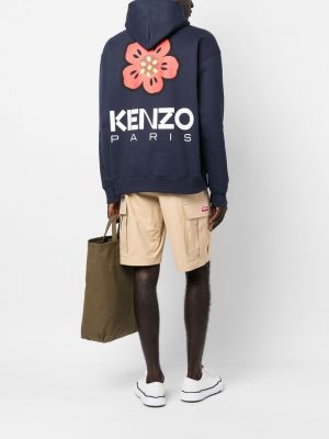 Raštuotas gėlėtas džemperis su gobtuvu Kenzo mėlyna