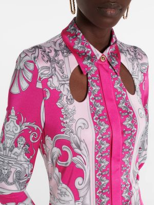 Midi šaty s potiskem Versace růžové