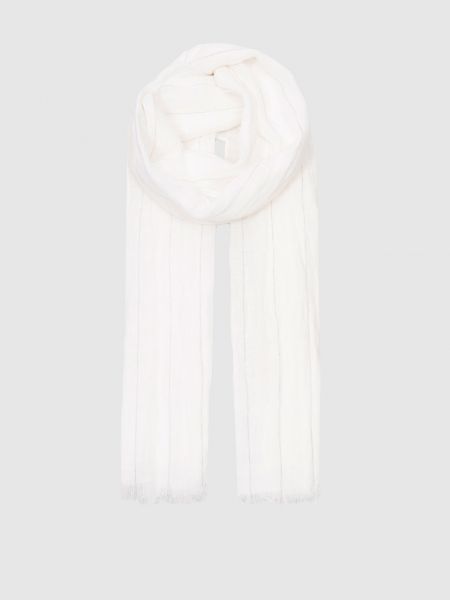 Льняной шарф в полоску Brunello Cucinelli белый