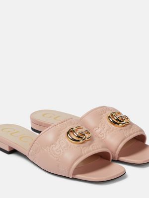 Sandały skórzane Gucci różowe