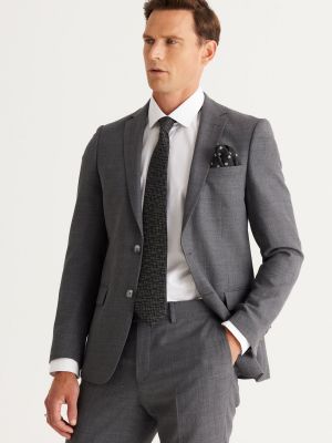 Slim fit vlněný oblek Altinyildiz Classics šedý