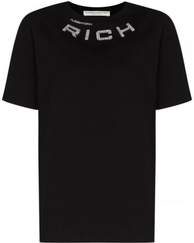Camiseta de cuello redondo oversized Alessandra Rich negro