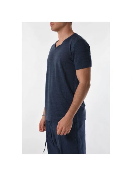 Casual t-shirt mit v-ausschnitt 120% Lino blau