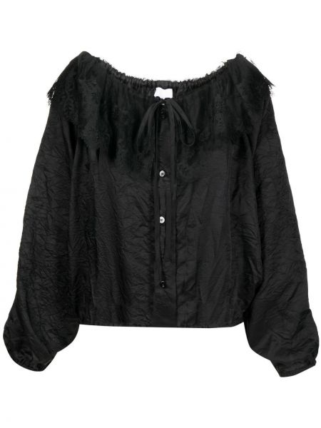 Блуза с дантела Patou черно