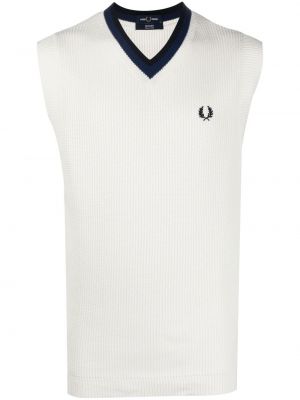 Gilet ricamato Fred Perry bianco