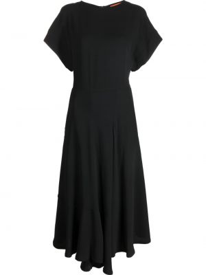 Pliszírozott selyem midi ruha Colville fekete