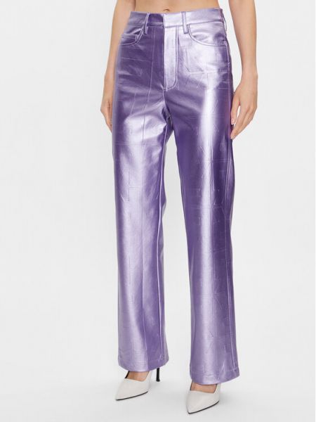 Фиолетовые кожаные брюки свободного кроя Rotate