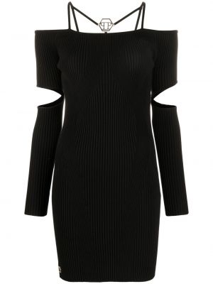 Viskózové pletené šaty Philipp Plein - černá