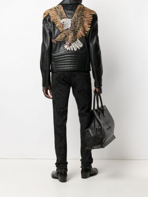 Kožená bunda s výšivkou Philipp Plein