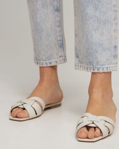 Kožené sandále Saint Laurent biela