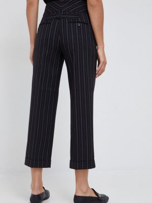 Jednobarevné vlněné kalhoty s vysokým pasem Lauren Ralph Lauren černé