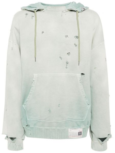 Pamučna hoodie s kapuljačom s izlizanim efektom Maison Mihara Yasuhiro zelena