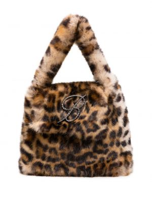 Nákupná taška s potlačou s leopardím vzorom Blumarine čierna