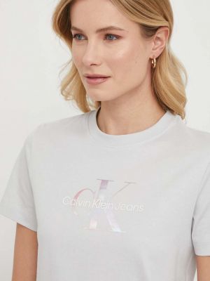 Szara koszulka bawełniana Calvin Klein Jeans