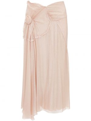 Suknja s cvjetnim printom s draperijom Victoria Beckham ružičasta