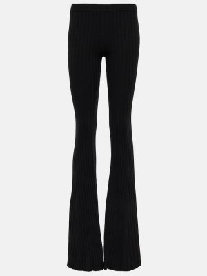 Volnene ravne hlače Versace črna