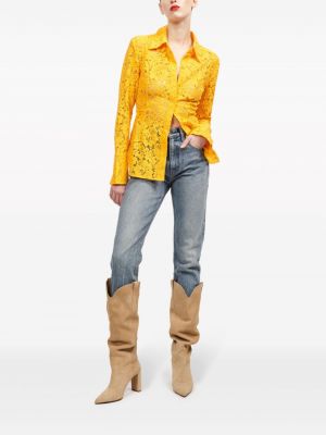Nėriniuota gėlėta marškiniai Equipment geltona