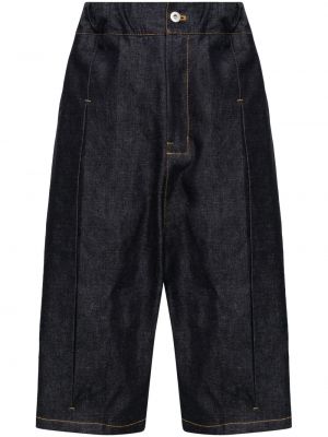 Shorts en jean large plissées Sage Nation bleu