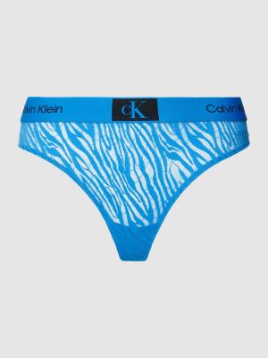 Stringi z nadrukiem Calvin Klein Underwear niebieskie