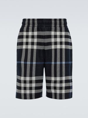 Shorts en coton à carreaux Burberry bleu
