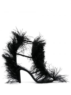 Sandály z peří Sergio Rossi černé
