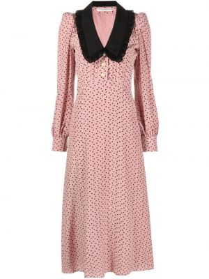 Копринена миди рокля с принт със сърца Alessandra Rich розово