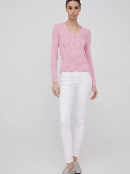 Бавовняний светр Polo Ralph Lauren, рожевий