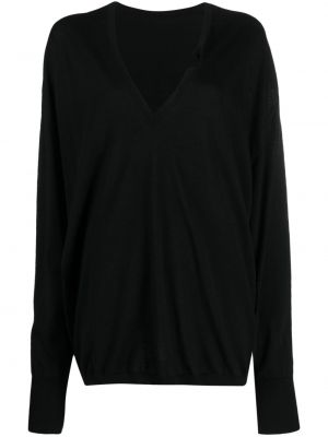 Woll pullover mit v-ausschnitt Quira schwarz